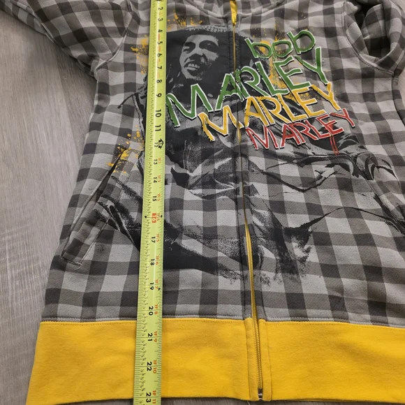 Zion Rootswear Gray and Yellow Bob Marley Hoodie - Picture 12 of 12